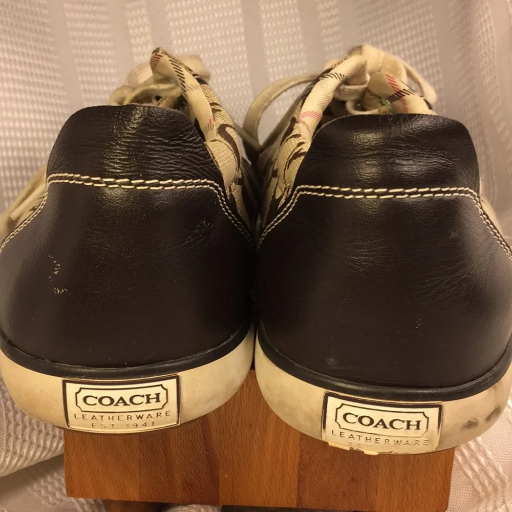 Coach monogrammed canvas/leather lace up shoes